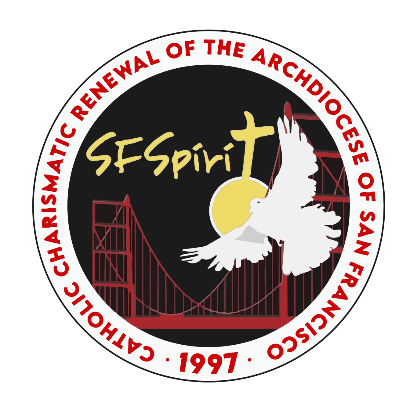 SF Spirit's logo, which is a white dove flying above the Golden Gate Bridge